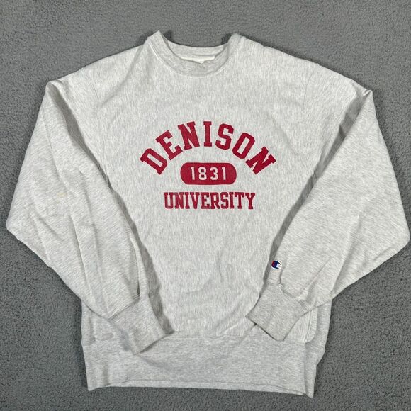 Vtg‎ Denison University Sweatshirt Adult Small Gray Champion Reverse Weave Crew - Picture 1 of 9